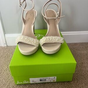 Sam Edelman Pearl Embellished Ivory Heels